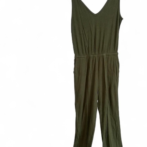 Lulus Belmore Olive Green Ribbed Sleeveless Jumpsuit Small - Picture 6 of 8